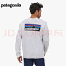 巴塔哥尼亚（Patagonia）男士混纺棉轻便logo潮流圆领长袖T恤卫衣L/S P-6 Logo 38518 WHI（白里发蓝） S 实拍图