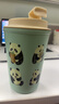 CUP MYSTERY熊猫保温杯陶瓷覆层内胆咖啡杯桌面卡通创意保温保冷办公车载水杯 绿色 实拍图