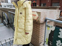 雅鹿品牌长款羽绒服女长过膝新款冬季加厚保暖时尚宽松鸭绒连帽外套 黄色 XL （推荐175-200斤） 实拍图