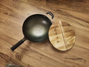 韦大锤手工铁锅家用炒锅炒菜锅传统老式无涂层不粘锅厨师大炒勺锅具 锤打鱼鳞款34cm带耳 盖+勺+铲+刷 34cm 实拍图