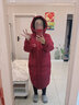 雅鹿品牌长款羽绒服女长过膝新款冬季加厚保暖时尚宽松鸭绒连帽外套 红色 XS （推荐70-100斤） 实拍图