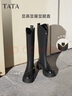 他她（TATA）加绒卢昱晓弹力小V靴软糖靴厚底长筒靴子高跟骑士靴CGG01DG5 黑色（高糖7CM-单里）-CGG01 38 实拍图