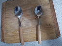 和风四季创意厨具木柄不锈钢勺叉 西餐餐具 西餐刀叉 牛排刀甜品勺 3号小汤勺/儿童勺15*3cm亮光 实拍图
