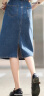茵曼2024年春季女装新款半身裙休闲显瘦高腰A字短牛仔裙半身裙 牛仔蓝 M 实拍图