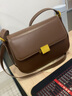稻草人（MEXICAN）包包女包秋冬新款牛皮单肩包复古休闲通勤马鞍包新年礼物送女生 啡色 实拍图