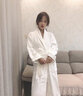 欣美舒纯棉睡袍浴袍毛巾料温泉长款秋冬男女士成人情侣浴衣酒店大码长款 白色-纯棉-毛巾料 L 【适合178cm以下180斤以内】 实拍图