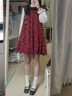 诗丹蕊甜莓樱桃红格纹套装裙春秋新款少女感新年战袍蝴蝶结背心连衣裙子 裙子+内搭 均码【可备注码数】 实拍图