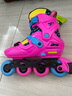 米高轮滑鞋儿童溜冰鞋直排轮旱冰鞋可调码休闲平花锁轮中小学教学鞋S6 粉色 锁轮+休闲平花双模式 L (37-40)8岁以上 实拍图