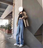 真维斯（Jeanswest）阔腿牛仔裤女秋冬季2025新款高腰宽松直筒显瘦垂感拖地裤长裤加绒 复古蓝【九分】 M 【27-28】码 实拍图