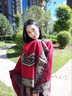 鑫豪睿围巾女秋冬季保暖民族风女士加厚两用空调披肩外搭红色古风斗篷式 腰果花酒红色 均码 实拍图