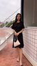 clotho Rennie品牌女装韩版短袖连衣裙女2025夏新款气质通勤休闲时尚收腰显瘦 黑色 M 实拍图