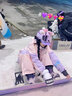 酷峰新款韩版滑雪服男女加厚保暖防水单双板装备分体滑雪衣裤情侣雪衣 粉紫心上衣 M 实拍图