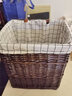 宜然家居 藤编脏衣篮 带盖脏衣服收纳筐脏衣篓洗衣篮 咖色筐+大方格里布 大号 实拍图