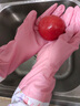 CTRLEND手套洗碗加绒加长 厨房家用清洁家务洗衣防水保暖女耐用胶手套 宽口粉色【加厚加绒】 1双 实拍图