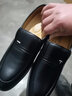 蜻蜓牌男士皮鞋正装鞋套脚透气商务休闲皮鞋男特大码中老年人爸爸鞋子男 黑色 44 实拍图