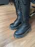 马丁（DR.MARTENS）1B60 Bex法式男女款夏季软皮增高小厚底长筒骑士靴 黑色穿孔1个或2个随机 36 实拍图