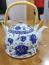 古笙记 大容量陶瓷茶壶家用水壶单壶景德镇提梁壶中式泡茶壶防爆耐热 青花兰牡丹1L 实拍图