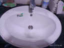 尚亨（SHANGHENG）卫生间半嵌入式洗脸盆台中盆陶瓷洗手盆椭圆形台盆面盆阳台洗手池 22寸盆+冷热龙头全套 实拍图