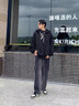 7家优品 牛仔裤男士春秋美式高街vibe微喇裤子水洗渐变宽松直筒休闲长裤 XHJFS-A08黑灰色 XL 实拍图