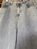 真维斯（JEANSWEST）牛仔裤女秋季宽松阔腿裤子女潮流韩版小个子直筒裤简约浅蓝M 实拍图