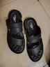 卡帝乐鳄鱼（CARTELO）软皮软底男士凉鞋夏季真皮2024开车两用拖鞋防滑防水防臭沙滩鞋子 黑色 41 实拍图
