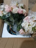蒂拉欧式绢布贵妃玫瑰仿真花假花花艺餐桌花瓶摆件摆设花室内装饰家居饰品 蓝色遇见花瓶+3支浅粉贵妃小玫瑰 实拍图