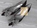 思加图夏季新款法式蝴蝶结尖头细高跟凉鞋通勤女鞋子A2018AH2 米白 37 晒单实拍图
