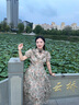 LULUALWAYS我爱露露夏季优雅浪漫飘逸气质女神范长款连衣裙 浅绿色 L 实拍图
