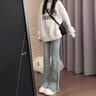艾卡诺 I.KARNOW女童卫衣套装儿童2026新款秋季装牛仔喇叭裤大童洋气卫衣女孩衣服 4916渐变蓝加绒+13131蓝色加绒 170 实拍图