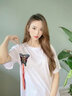妃丽慕尚夏季中长款设计感上衣洋气学生蝴蝶刺绣短袖T恤女韩版宽松女装 532白色 L 实拍图