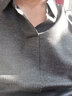 披仕风（PPHZ FENG）时尚V领+翻领 丝滑磨毛高端亲肤绒 轻熟中年男打底长袖T恤polo衫 灰色  2XL 实拍图