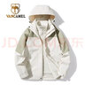 西域骆驼（VANCAMEL）三合一防风冲锋衣款男女夹克加厚保暖可拆卸登山服滑雪服运动外套 KY09S暖白/新抹茶-女 L 实拍图