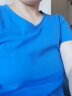 艾路丝婷夏装新款T恤女短袖上衣韩版修身体恤TX3560 宝蓝V领 L 实拍图