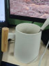 斌诺（BIN NUO） 陶瓷马克杯子男木柄简约办公泡茶杯带盖勺复古风创意水杯陶瓷杯家用牛奶咖啡杯 白杯(带盖勺) 400-500毫升 实拍图