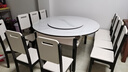 沐晨岩板餐桌实木可伸缩折叠圆餐桌椅组合现代简约小户型餐厅吃饭桌子 4轨道黑白色-雪山白岩板【木椅】 1.50m一桌十椅 实拍图
