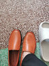 红蜻蜓春款男士时尚豆豆鞋男士休闲皮鞋舒适套脚休闲男鞋WTA5590 桔红色 38 实拍图