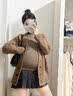 芬也（FENYE）孕妇打底衫秋冬款加绒孕期高领上衣冬季毛衣外穿孕妇装  浅杏XXL 实拍图
