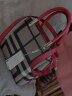 ESDS香港轻奢品牌真皮包包女包小号贝壳包格子单肩包夏天新款手提小包 卡其格配红色 晒单实拍图
