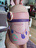 小袋鼠巴布儿童保温学饮杯婴儿两用吸管杯宝宝外出饮水杯保温水壶鸭嘴保温杯 樱花粉 240ml 杯套+背带+鸭嘴盖 实拍图