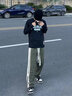 BJHG【2.0】 不计后果春秋环保麂皮绒串标拼接休闲裤子男潮流直筒长裤 军绿色 XL (140-160斤） 实拍图