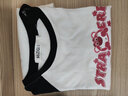 米子旗纯棉长袖t恤女春秋2025新款女装慵懒风学生宽打底衫上衣 （长）粉字7132胸前大 黑白色 M 100-110斤 实拍图