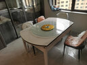 初屋 餐桌 实木岩板餐桌椅组合圆桌伸缩折叠现代简约餐厅饭桌餐桌餐椅 1.5米餐桌-12MM岩板备注-皮椅 一桌八椅【升级四轨】 实拍图