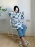 另约三层夹棉珊瑚绒睡袍女冬季2026年新款加厚长款宽松家居服睡衣套装 6345JI 蓝白格子兔 XL 实拍图