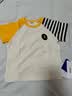 MQDMINI童装儿童短袖男童夏装T恤小童休闲撞色袖上衣宝宝衣服 条纹AB袖黄色 100 实拍图