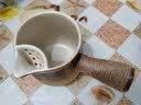 瓷牌茗茶具（cipaiming teaset）茶壶粗陶烧水壶户外酒精炉煮茶壶陶瓷围炉煮茶茶具套装 渐变条纹月芸侧把壶 实拍图