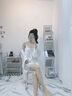 KJ纯欲带胸垫冰丝睡衣女吊带内衣睡裙睡袍夏季情趣蕾丝家居服套装  实拍图