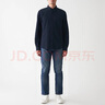 MUJI 男式 法兰绒 衬衫 男士长袖衬衣外套 休闲纯棉全棉 ACA77C1A 藏青色 S (165/84A) 实拍图