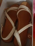红蜻蜓（RED DRAGONFLY）女凉鞋夏季时尚百搭一字带真皮软底舒适女士妈妈坡跟凉鞋女平底鞋 米色（WTK21045） 39 实拍图