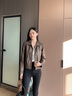 佰蓝娇加绒加厚皮衣外套女短款2025春秋冬季新款女装pu皮夹克机车服上衣 卡其色（春秋款） XL 实拍图