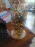 点特 欧式创意水晶玻璃彩色花瓶客厅摆件插花富贵竹水培干花简约大号 （透明金边）网格花瓶 实拍图